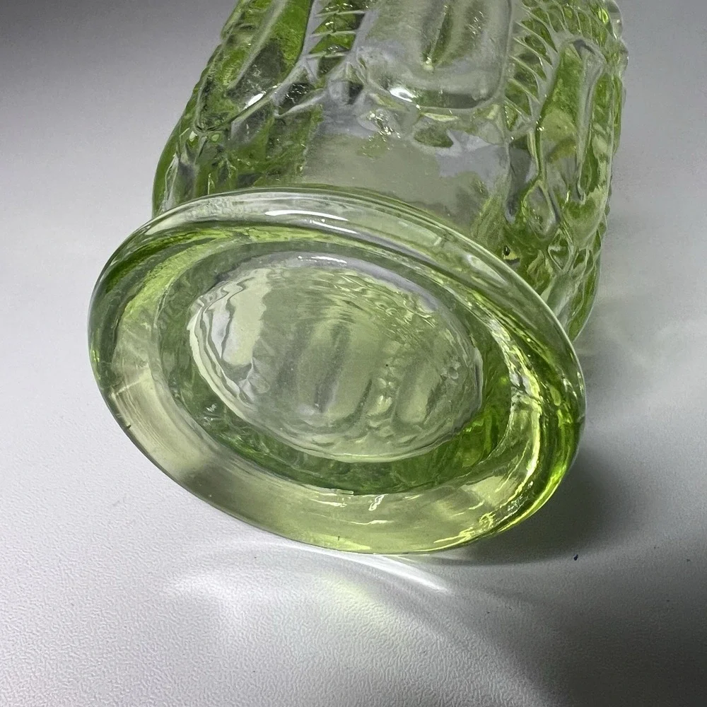 Vtg Green‎ Glass Antique Celery Vase Spooner Toothpick Votive Candle Holder
